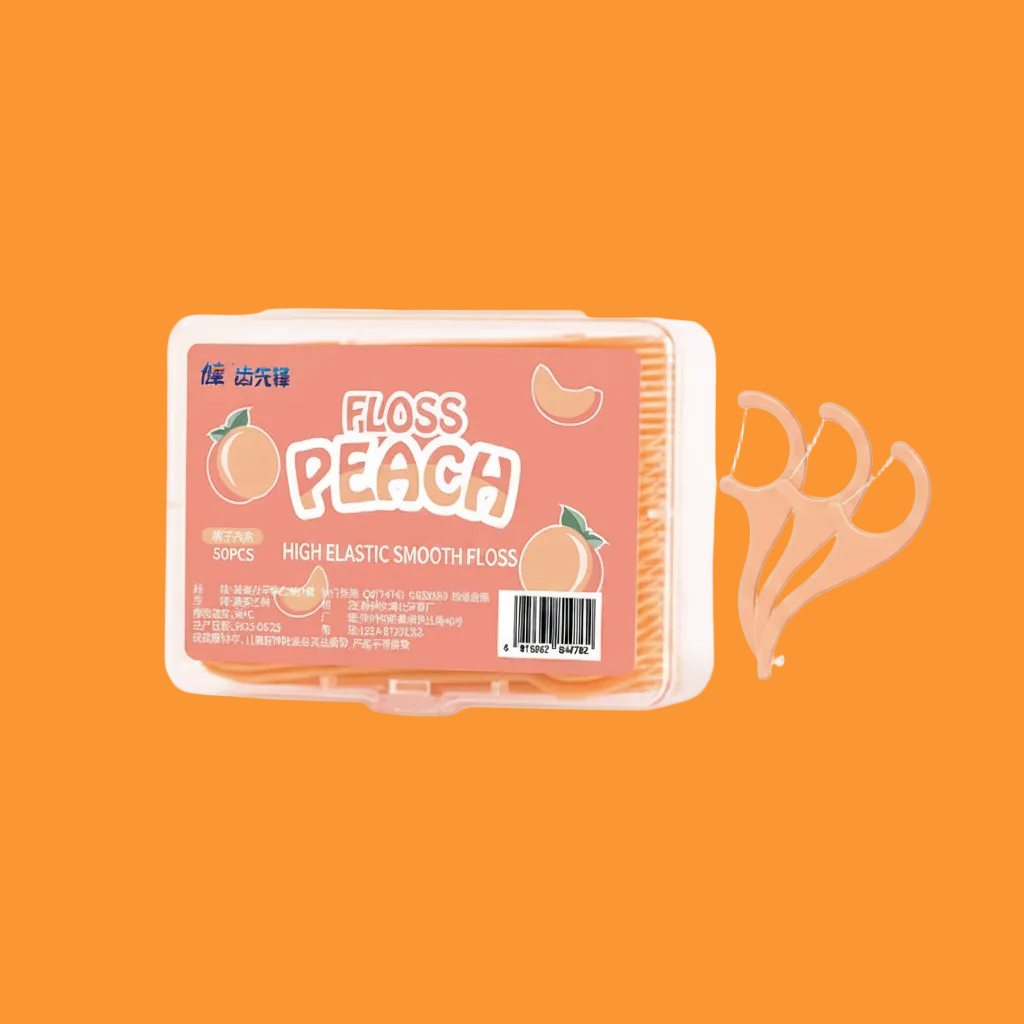 Peach Dental Floss Picks